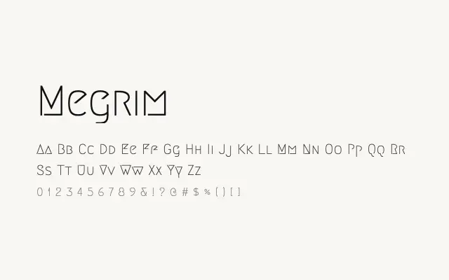 Megrim specimen from Google Fonts