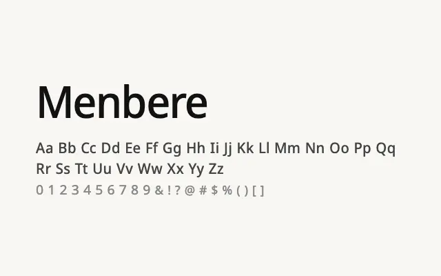 Menbere specimen from Google Fonts