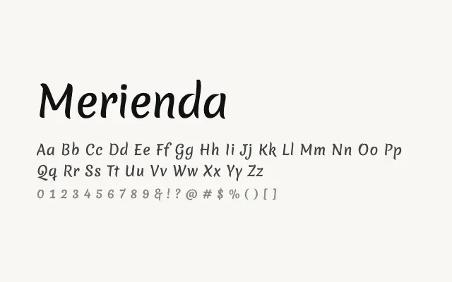 Merienda specimen from Google Fonts