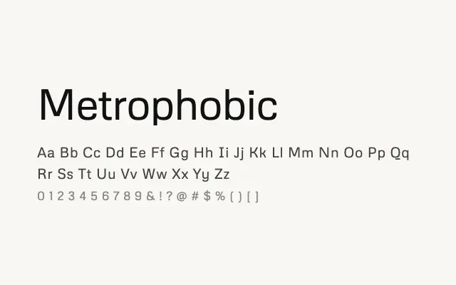 Metrophobic specimen from Google Fonts