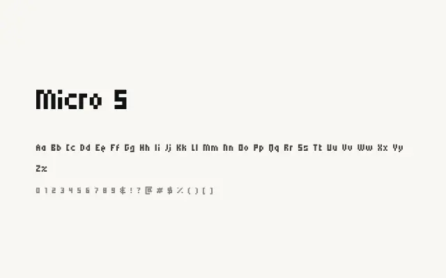 Micro 5 specimen from Google Fonts