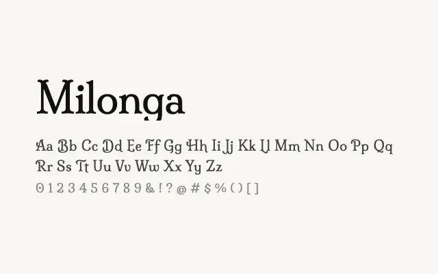 Milonga specimen from Google Fonts