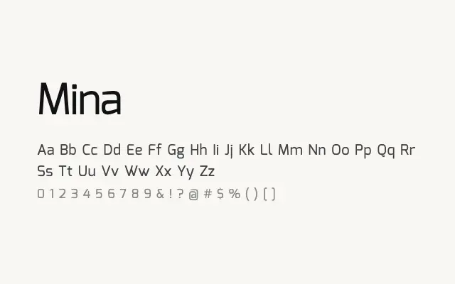 Mina specimen from Google Fonts