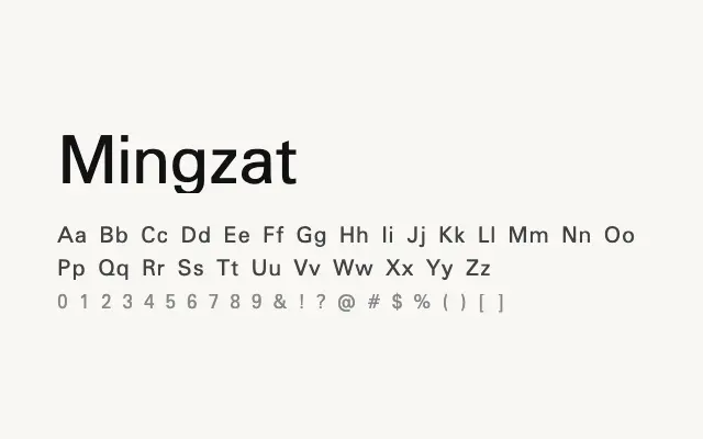 Mingzat specimen from Google Fonts