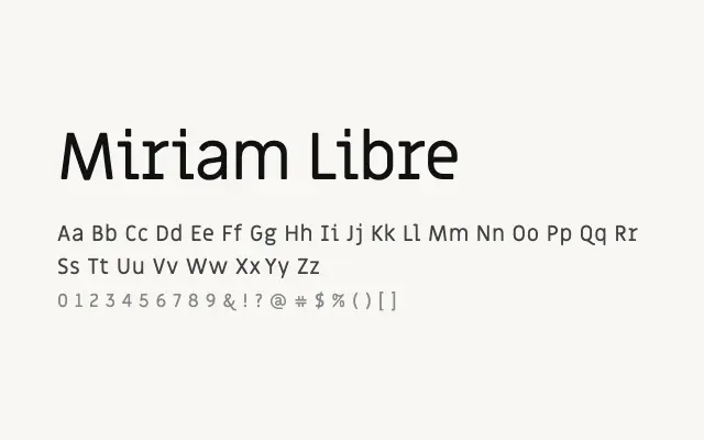 Miriam Libre specimen from Google Fonts