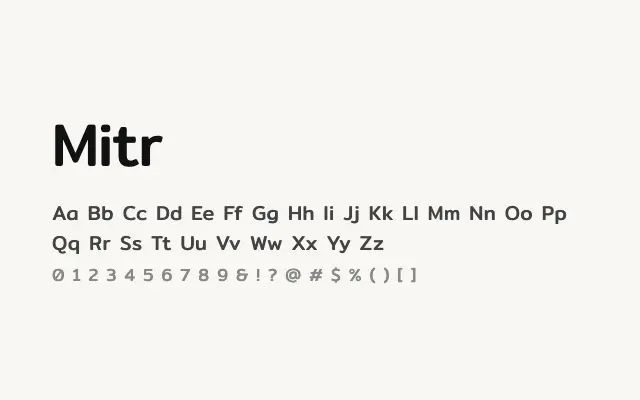 Mitr specimen from Google Fonts