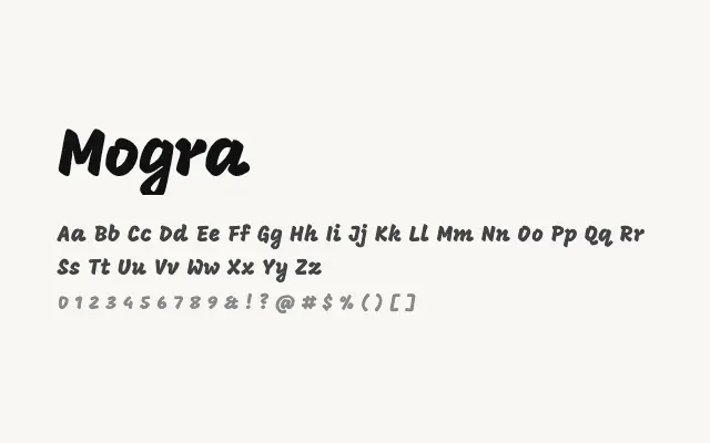 Mogra specimen from Google Fonts