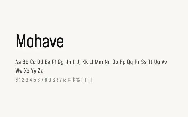 Mohave specimen from Google Fonts