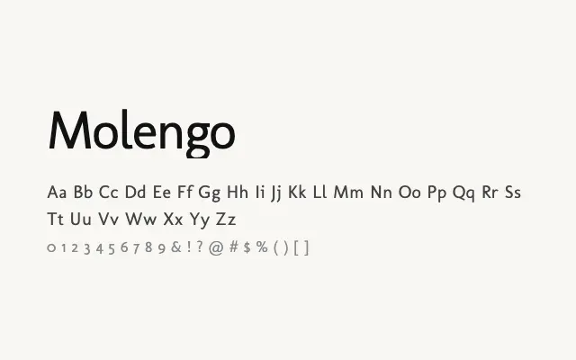 Molengo specimen from Google Fonts