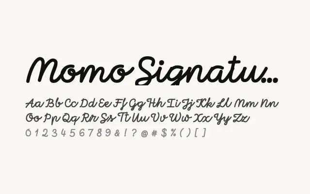 Momo Signature specimen from Google Fonts
