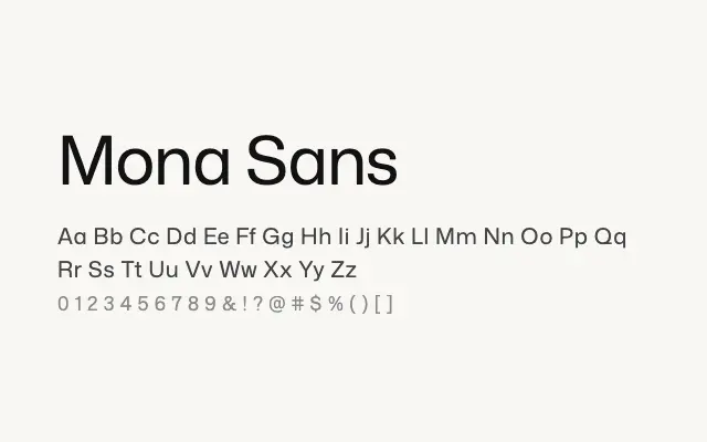 Mona Sans specimen from Google Fonts