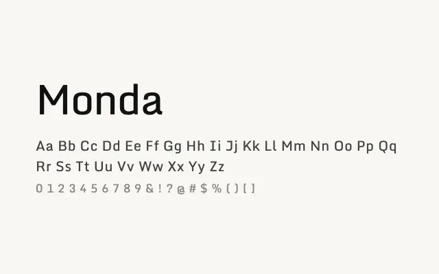 Monda specimen from Google Fonts