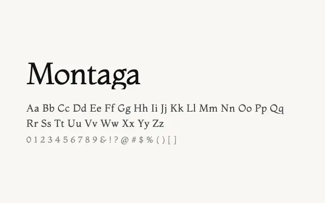 Montaga specimen from Google Fonts