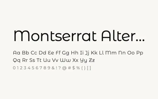 Montserrat Alternates specimen from Google Fonts