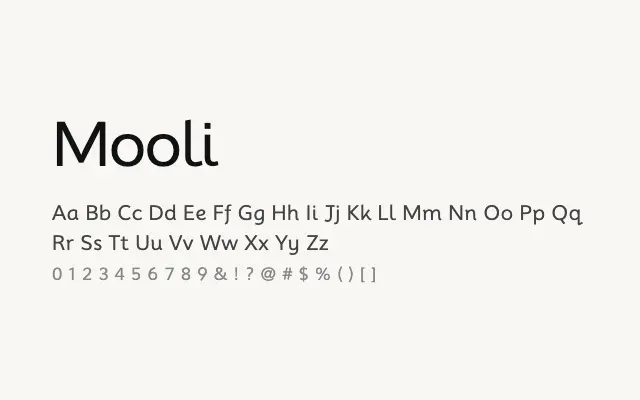 Mooli specimen from Google Fonts