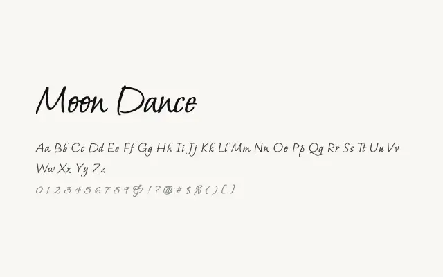 Moon Dance specimen from Google Fonts