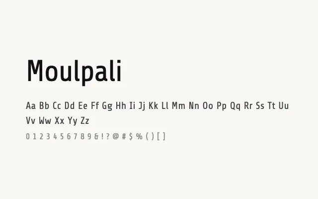 Moulpali specimen from Google Fonts