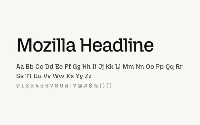 Mozilla Headline specimen from Google Fonts