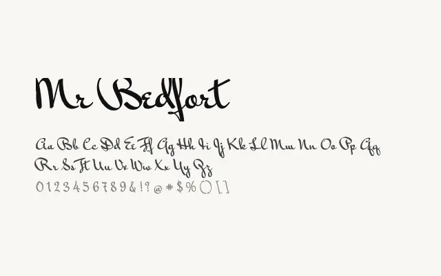 Mr Bedfort specimen from Google Fonts