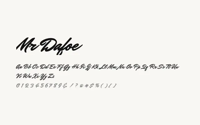 Mr Dafoe specimen from Google Fonts