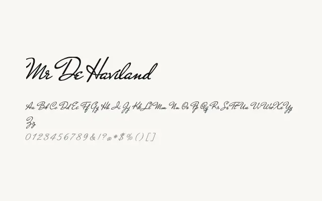 Mr De Haviland specimen from Google Fonts