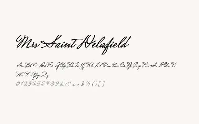 Mrs Saint Delafield specimen from Google Fonts