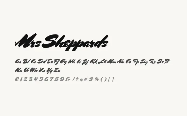 Mrs Sheppards specimen from Google Fonts