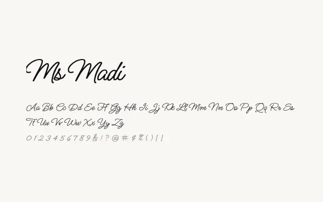 Ms Madi specimen from Google Fonts