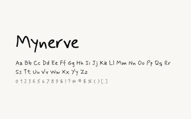 Mynerve specimen from Google Fonts