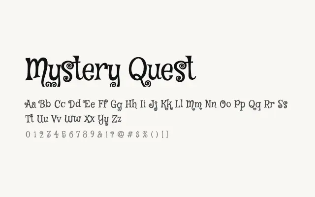 Mystery Quest specimen from Google Fonts