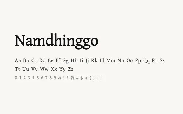 Namdhinggo specimen from Google Fonts