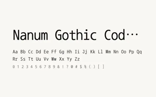 Nanum Gothic Coding specimen from Google Fonts
