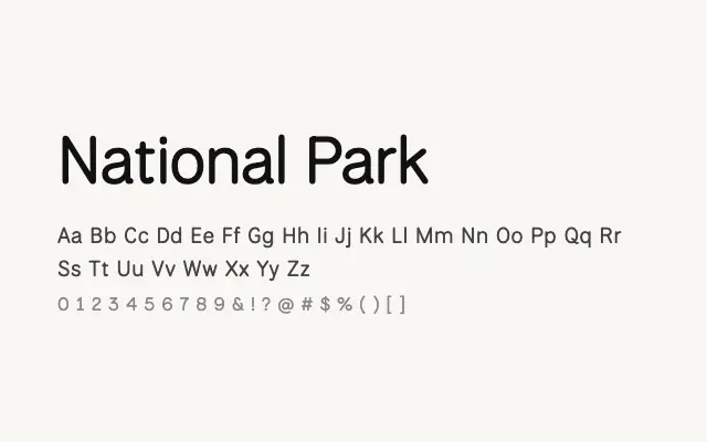 National Park specimen from Google Fonts