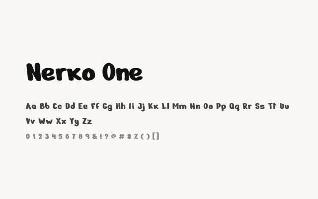 Nerko One specimen from Google Fonts
