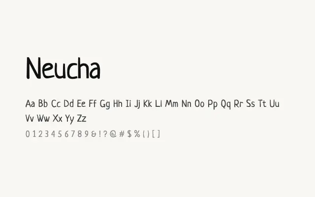 Neucha specimen from Google Fonts
