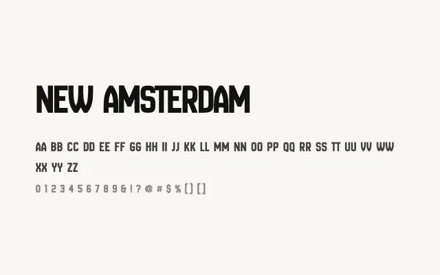 New Amsterdam specimen from Google Fonts