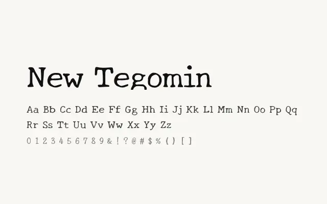New Tegomin specimen from Google Fonts