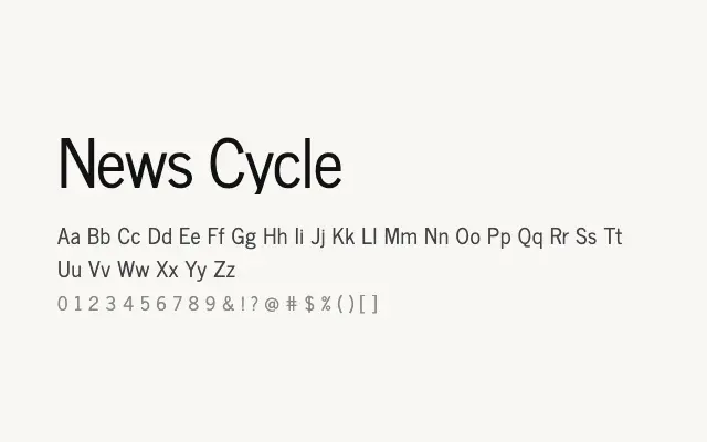 News Cycle specimen from Google Fonts