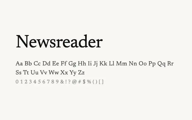 Newsreader specimen from Google Fonts