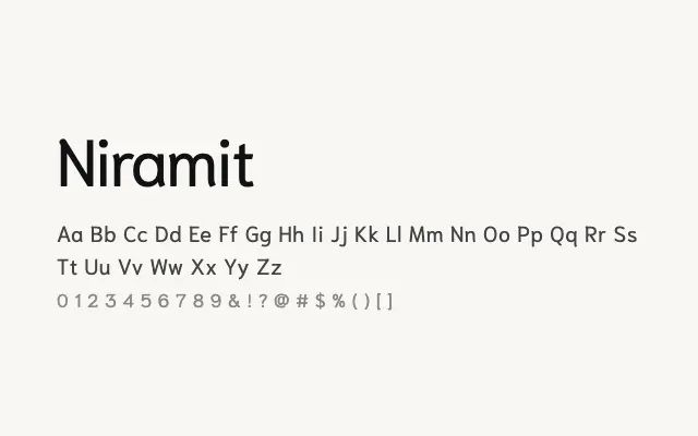 Niramit specimen from Google Fonts