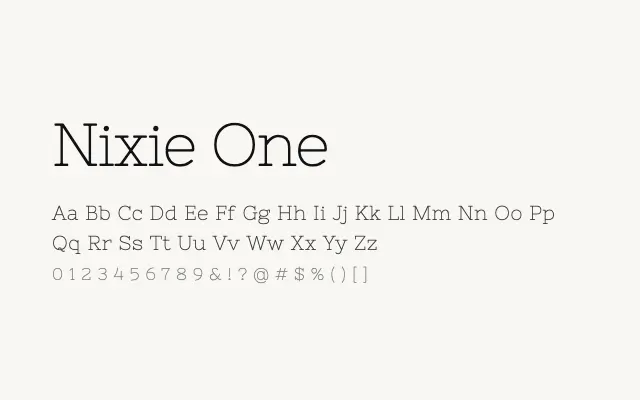 Nixie One specimen from Google Fonts