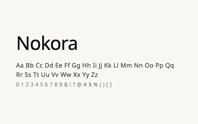 Nokora specimen from Google Fonts