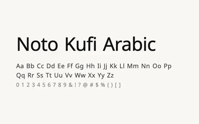 Noto Kufi Arabic specimen from Google Fonts