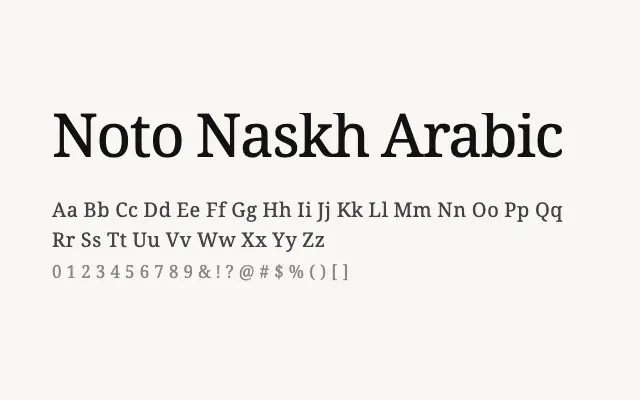 Noto Naskh Arabic specimen from Google Fonts