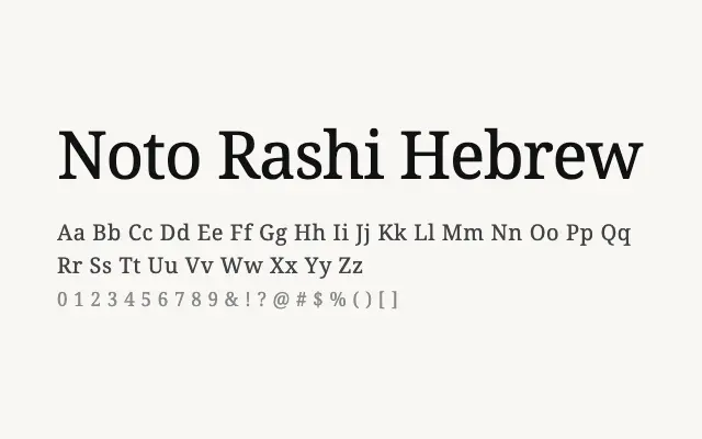Noto Rashi Hebrew specimen from Google Fonts