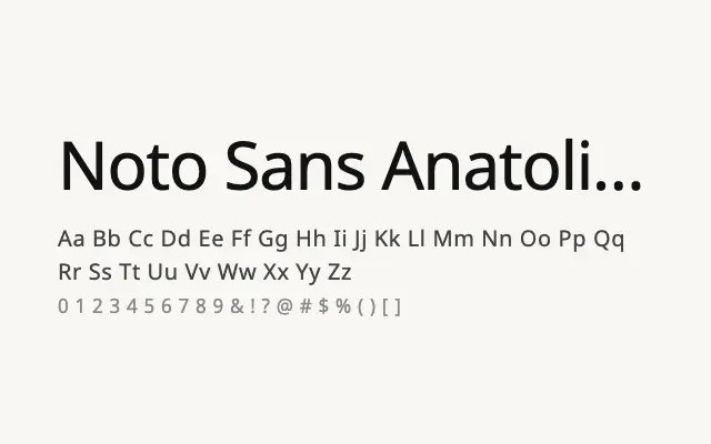 Noto Sans Anatolian Hieroglyphs specimen from Google Fonts
