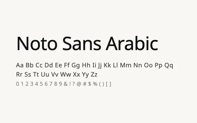 Noto Sans Arabic specimen from Google Fonts