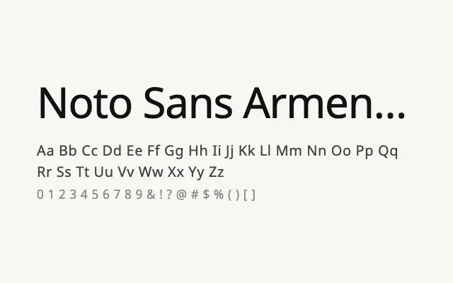 Noto Sans Armenian specimen from Google Fonts