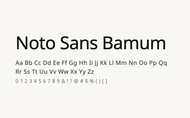 Noto Sans Bamum specimen from Google Fonts