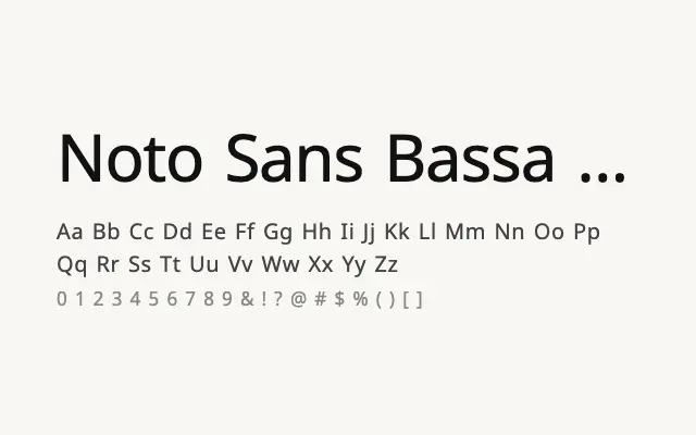 Noto Sans Bassa Vah specimen from Google Fonts